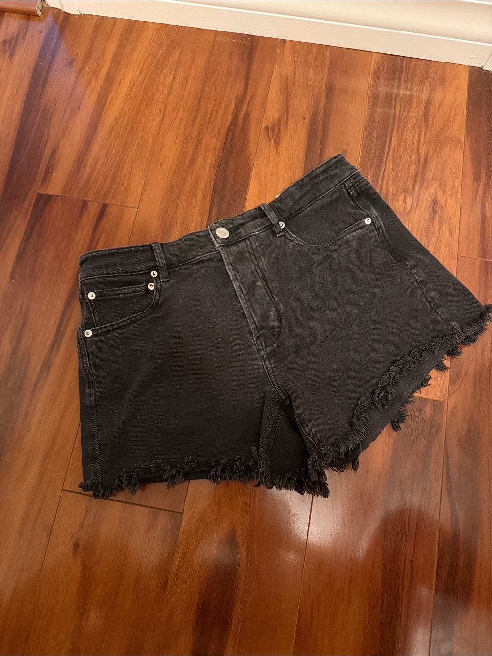 AYR Classic Black Frayed Hem Women's Denim Shorts size 29